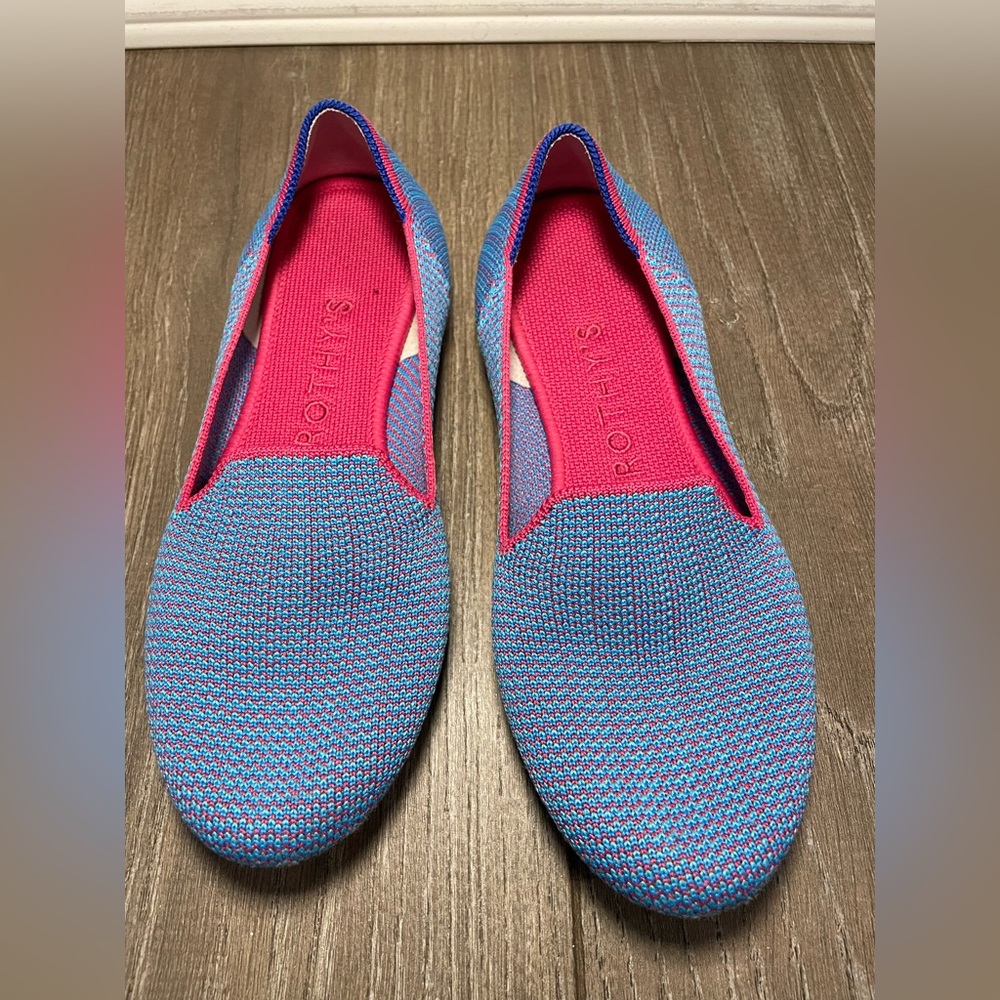 Rothys Womens Retired Flats Size 7 Slip On Loafer Shoes Bluebell Triple Stitch